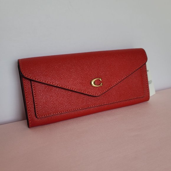 COACH Wyn Crossgrain Leather Wallet –Sport Red color⭐ - Picture 2 of 16